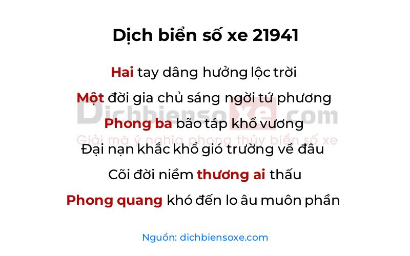 Dịch thơ biển số 21941