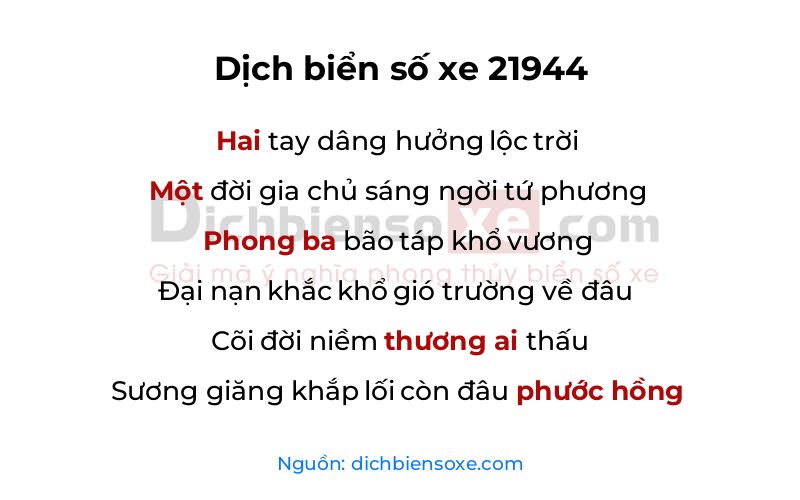 Dịch thơ biển số 21944