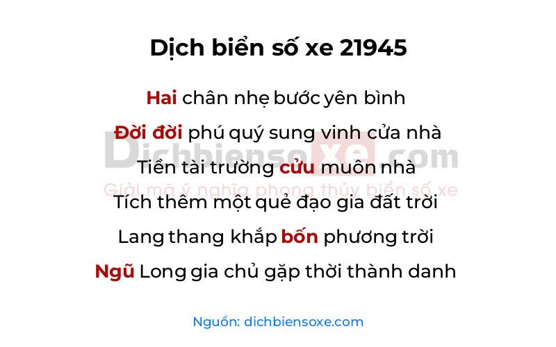 Dịch thơ biển số 21945