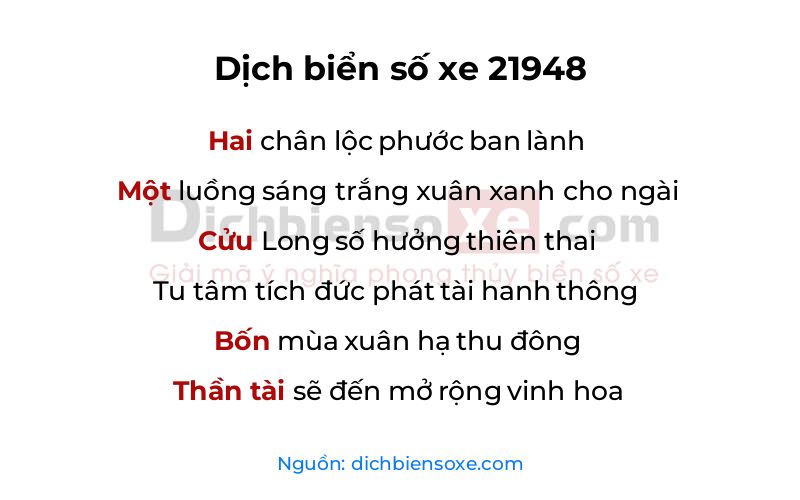 Dịch thơ biển số 21948