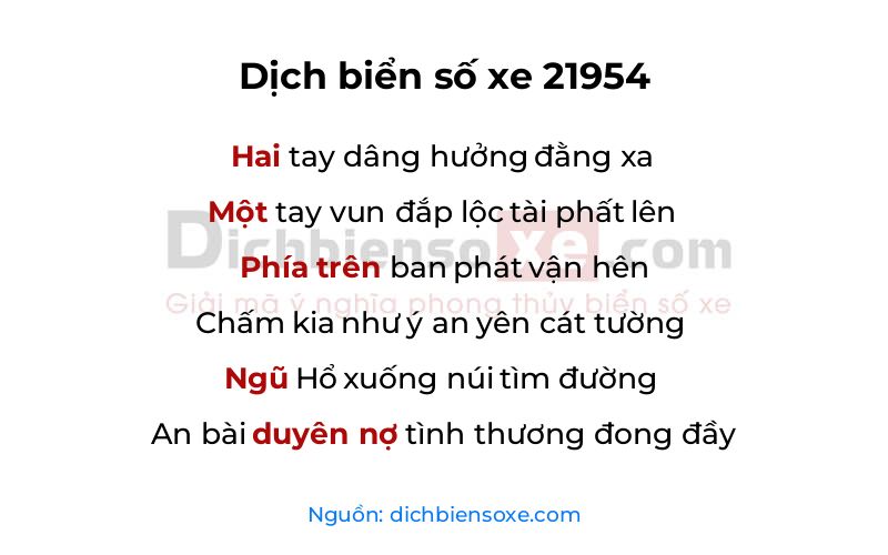 Dịch thơ biển số 21954