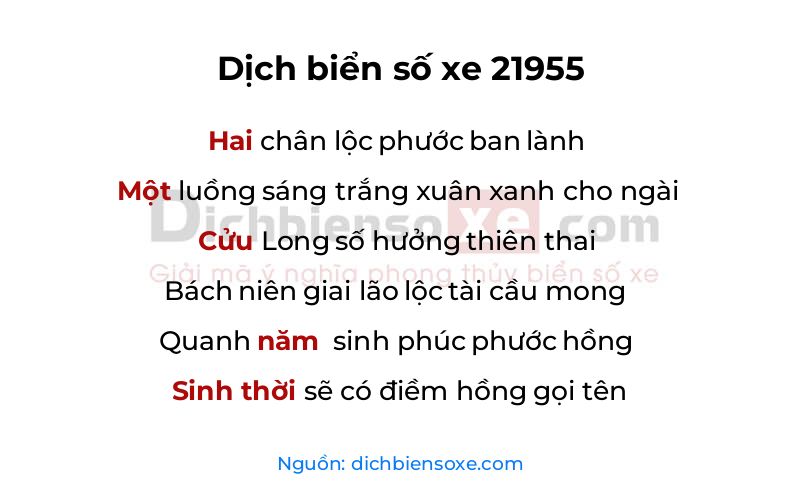 Dịch thơ biển số 21955