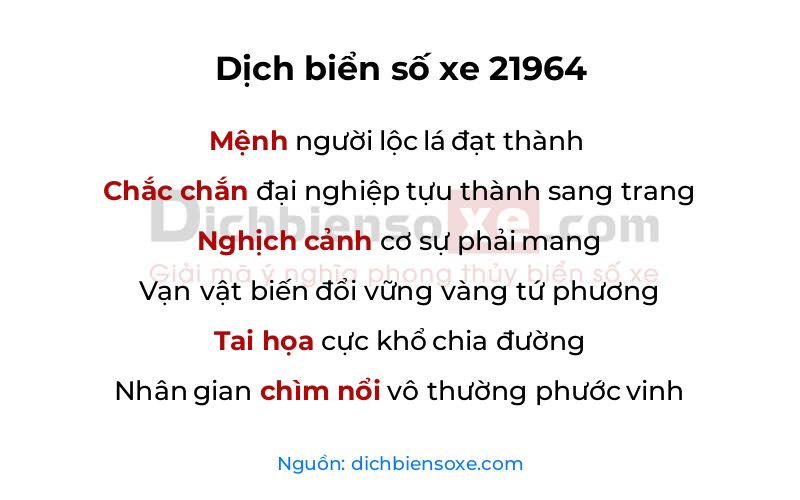Dịch thơ biển số 21964
