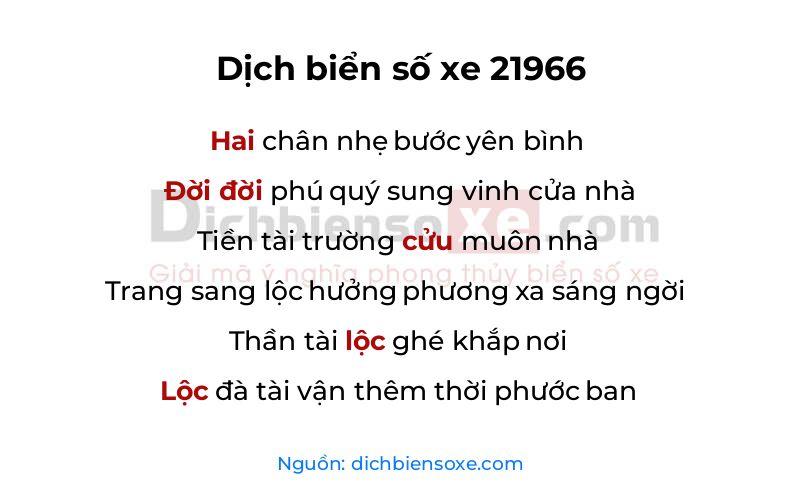 Dịch thơ biển số 21966