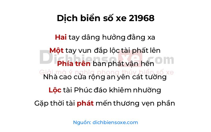 Dịch thơ biển số 21968