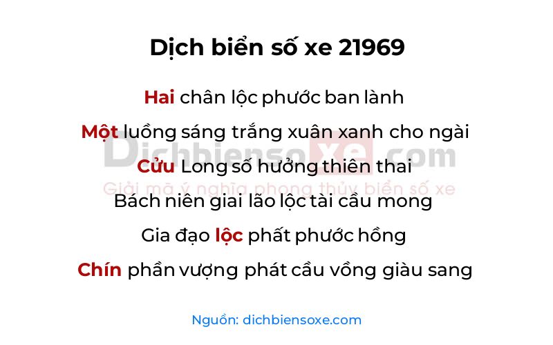 Dịch thơ biển số 21969