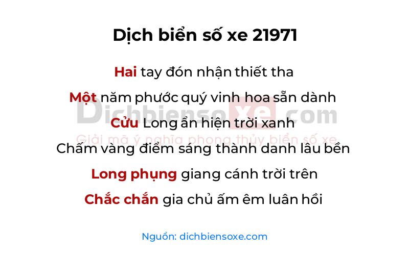 Dịch thơ biển số 21971