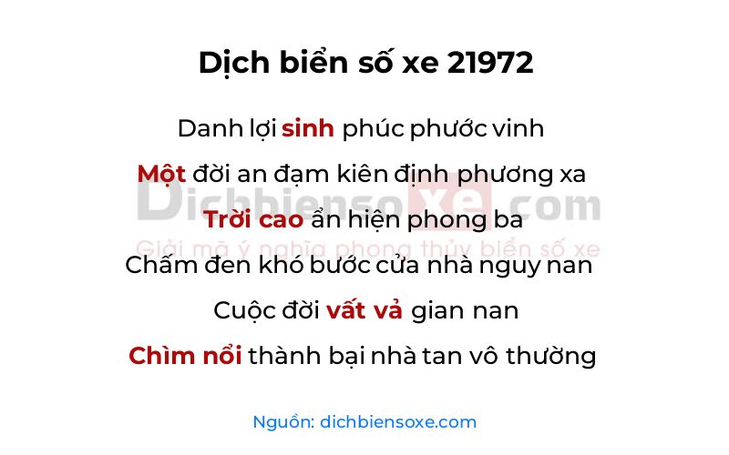 Dịch thơ biển số 21972