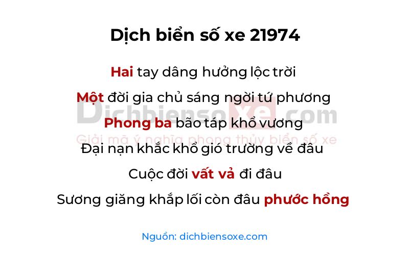 Dịch thơ biển số 21974