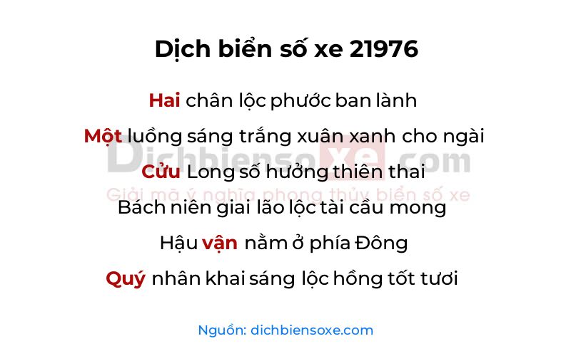 Dịch thơ biển số 21976