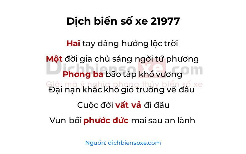 Dịch thơ biển số 21977