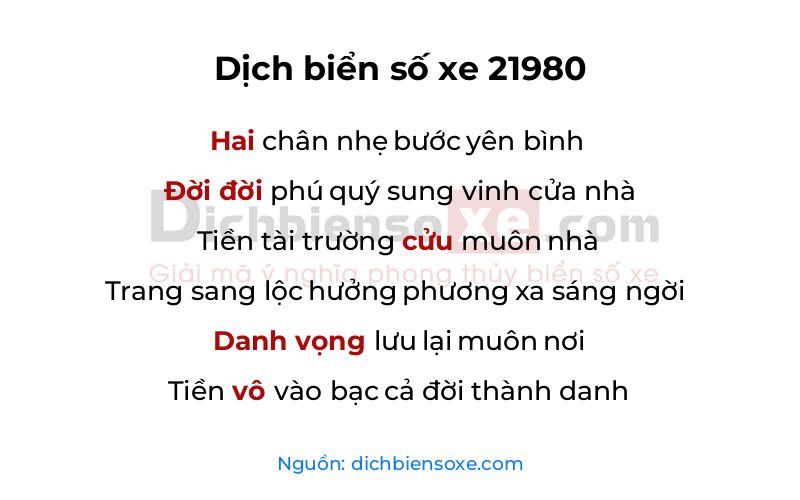 Dịch thơ biển số 21980