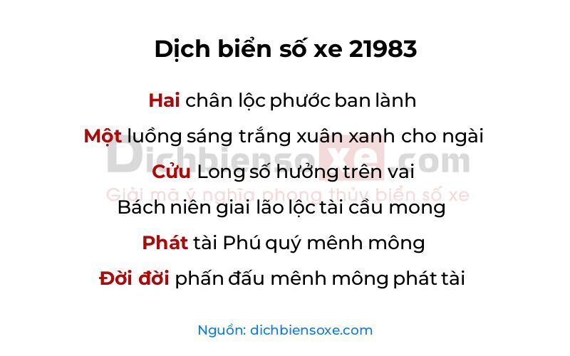 Dịch thơ biển số 21983
