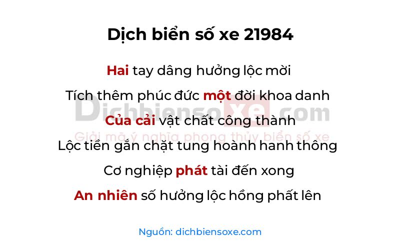 Dịch thơ biển số 21984
