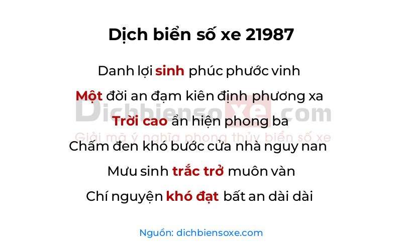 Dịch thơ biển số 21987