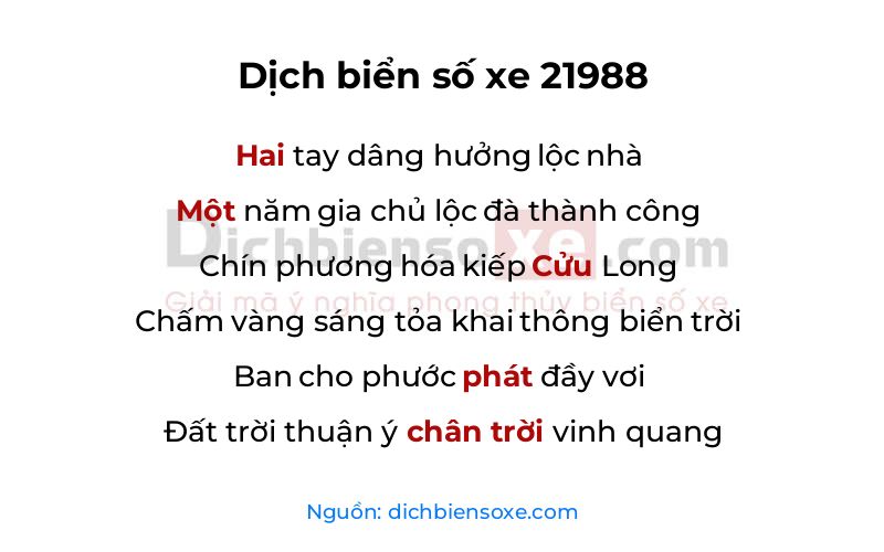 Dịch thơ biển số 21988