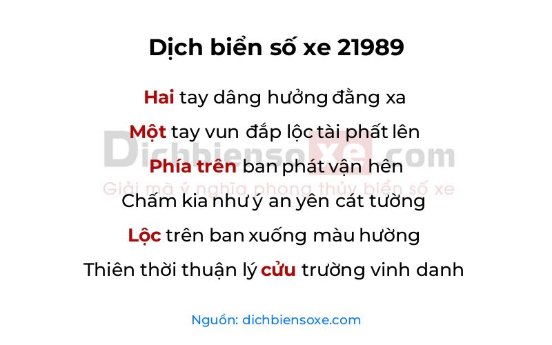 Dịch thơ biển số 21989
