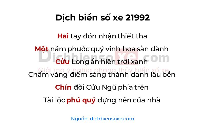 Dịch thơ biển số 21992