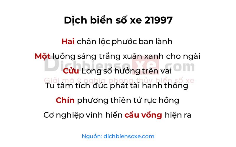 Dịch thơ biển số 21997