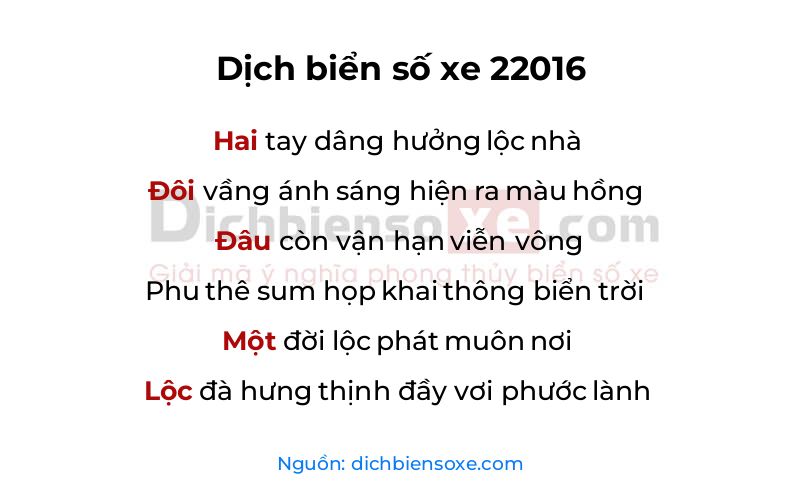 Dịch thơ biển số 22016