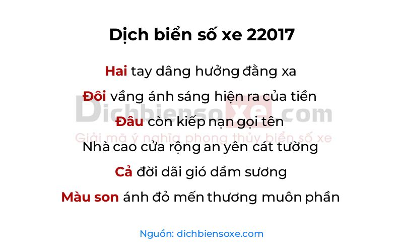 Dịch thơ biển số 22017