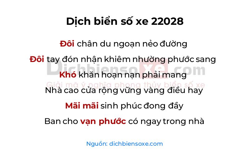 Dịch thơ biển số 22028