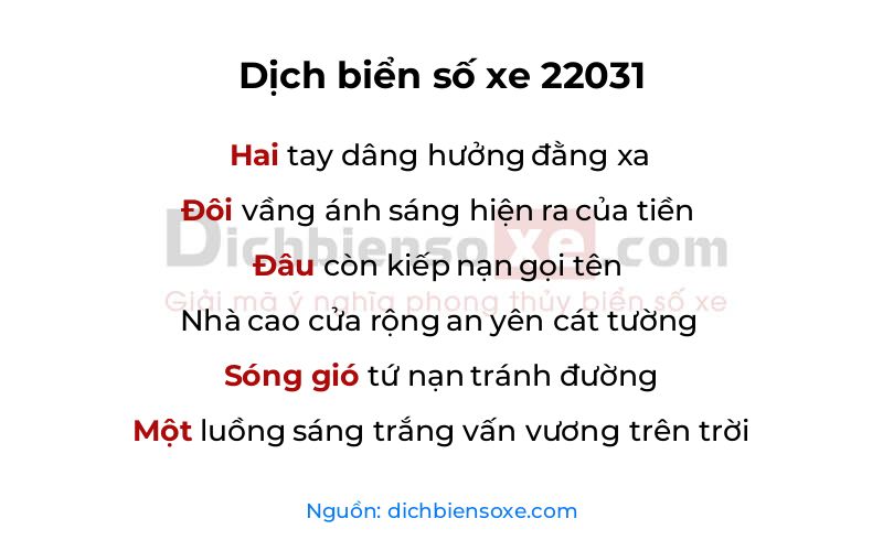 Dịch thơ biển số 22031