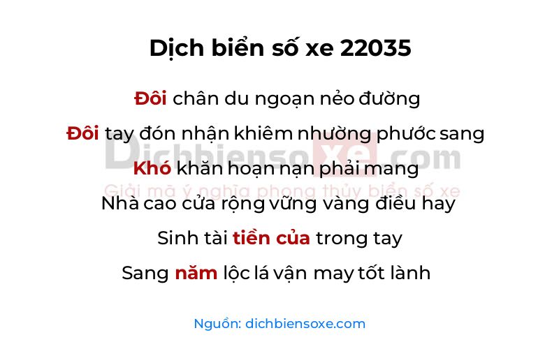 Dịch thơ biển số 22035