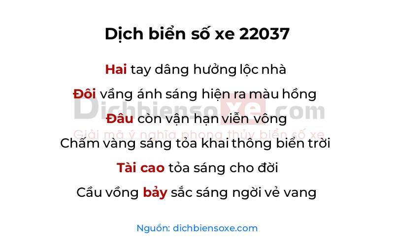 Dịch thơ biển số 22037