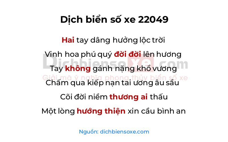 Dịch thơ biển số 22049
