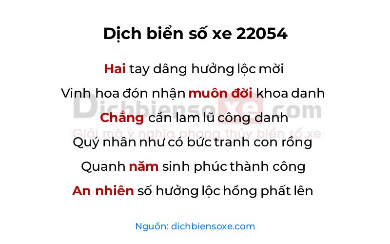 Dịch thơ biển số 22054