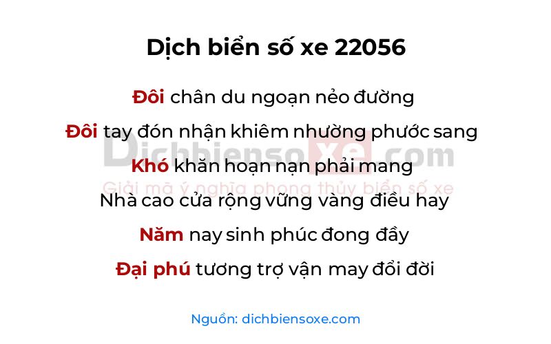 Dịch thơ biển số 22056