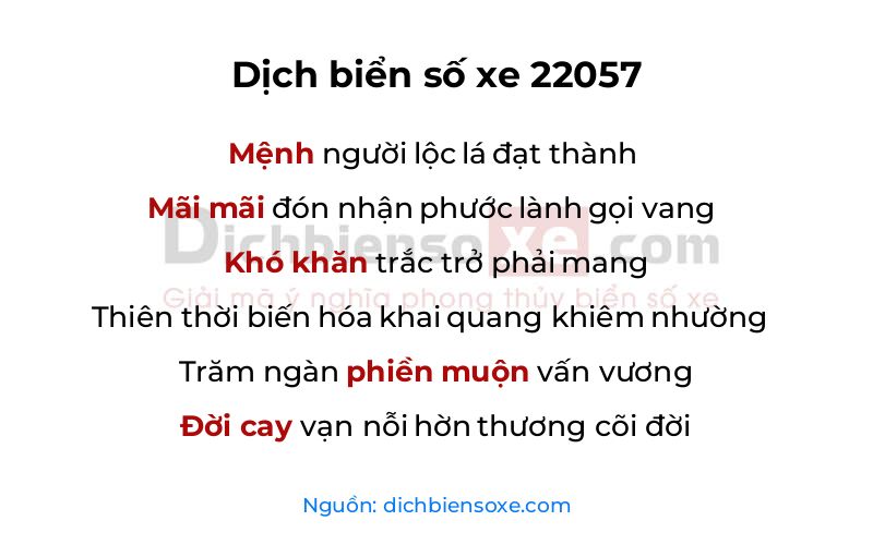 Dịch thơ biển số 22057