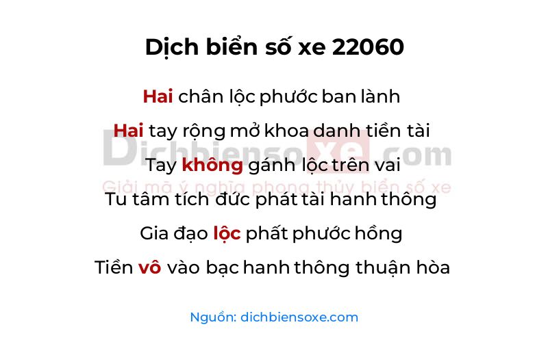 Dịch thơ biển số 22060
