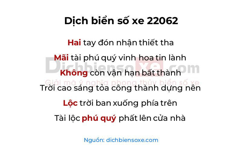 Dịch thơ biển số 22062