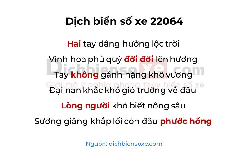 Dịch thơ biển số 22064