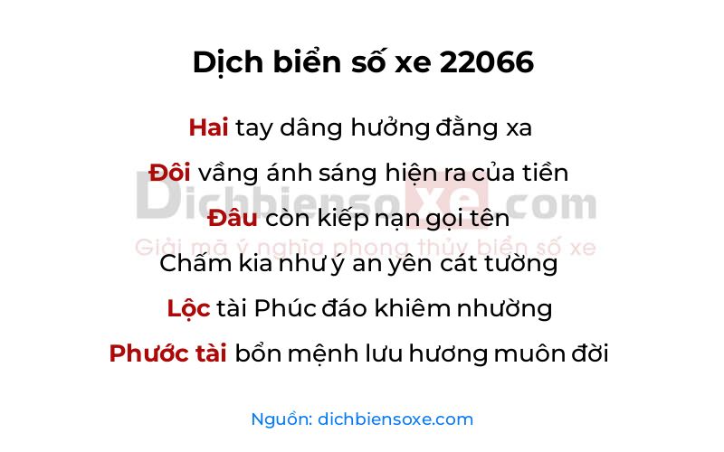 Dịch thơ biển số 22066