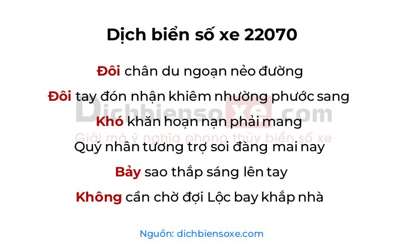 Dịch thơ biển số 22070