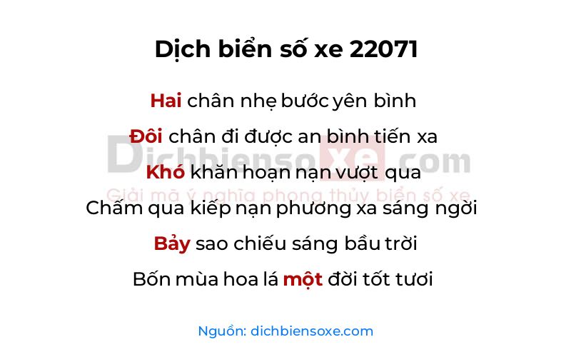 Dịch thơ biển số 22071