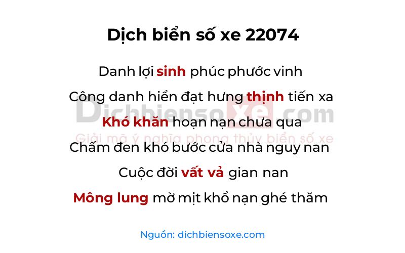 Dịch thơ biển số 22074