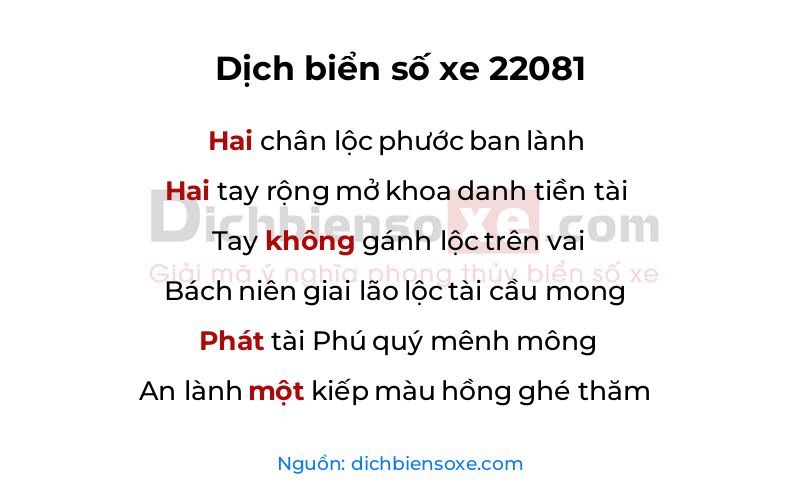 Dịch thơ biển số 22081
