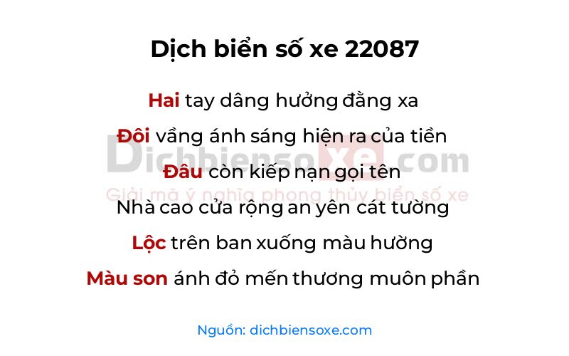 Dịch thơ biển số 22087