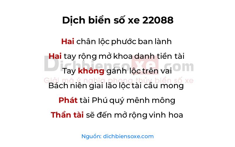 Dịch thơ biển số 22088