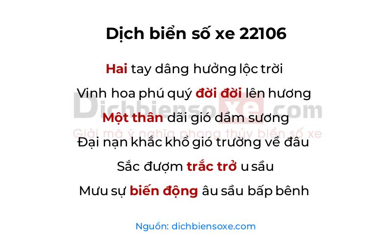 Dịch thơ biển số 22106