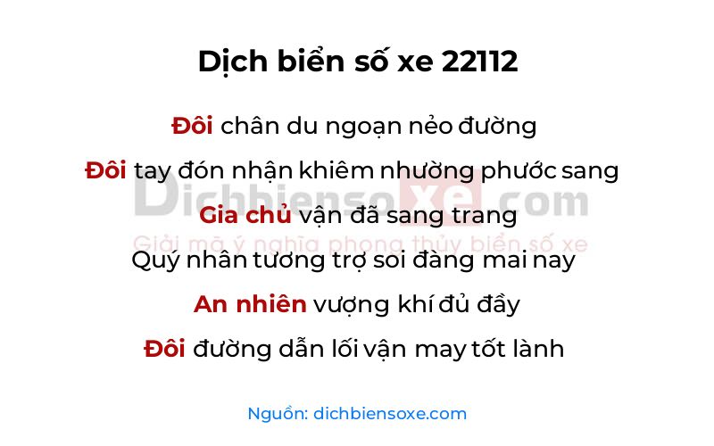Dịch thơ biển số 22112