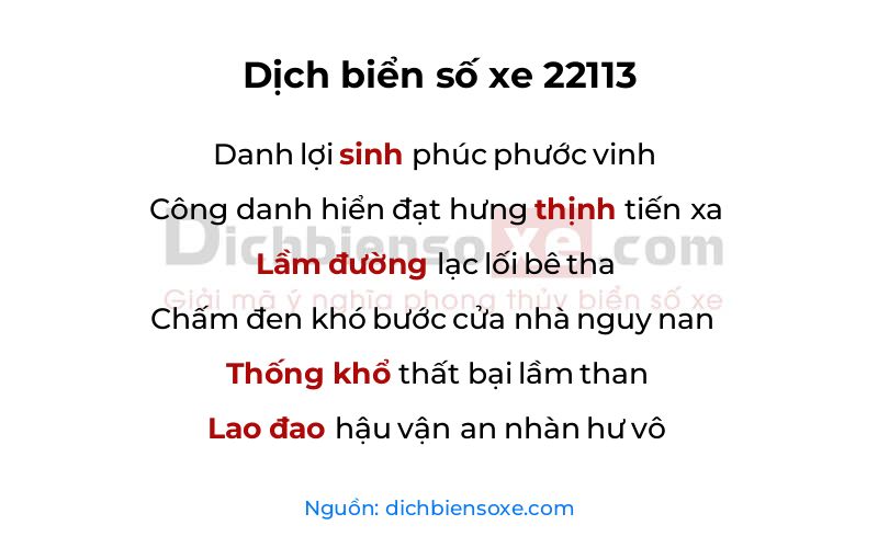 Dịch thơ biển số 22113