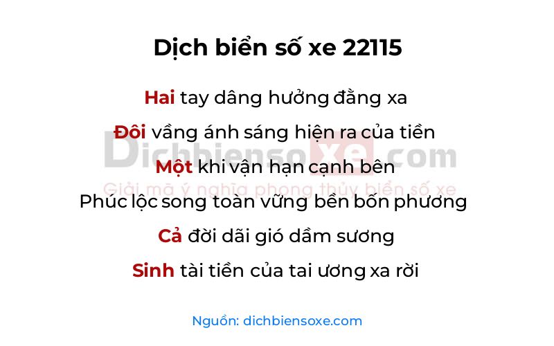 Dịch thơ biển số 22115