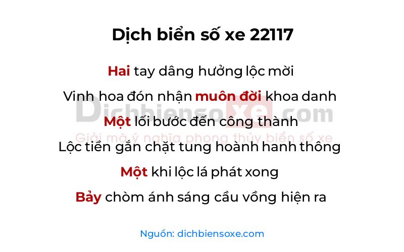Dịch thơ biển số 22117