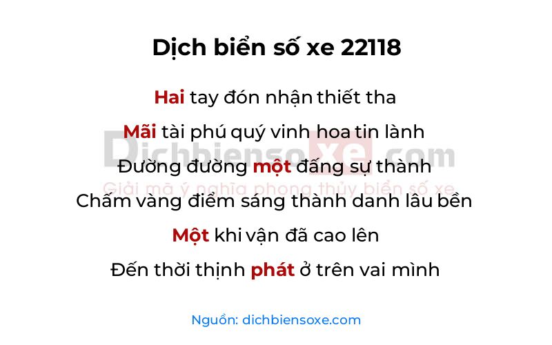 Dịch thơ biển số 22118