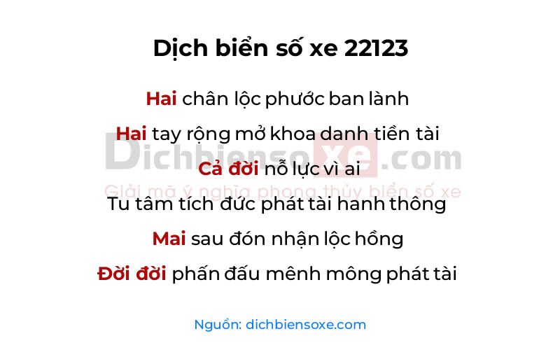 Dịch thơ biển số 22123